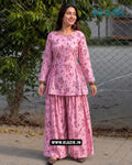 Isabella Pink Floral Side Corset Kurti With Printed Farshi Salwar Set
